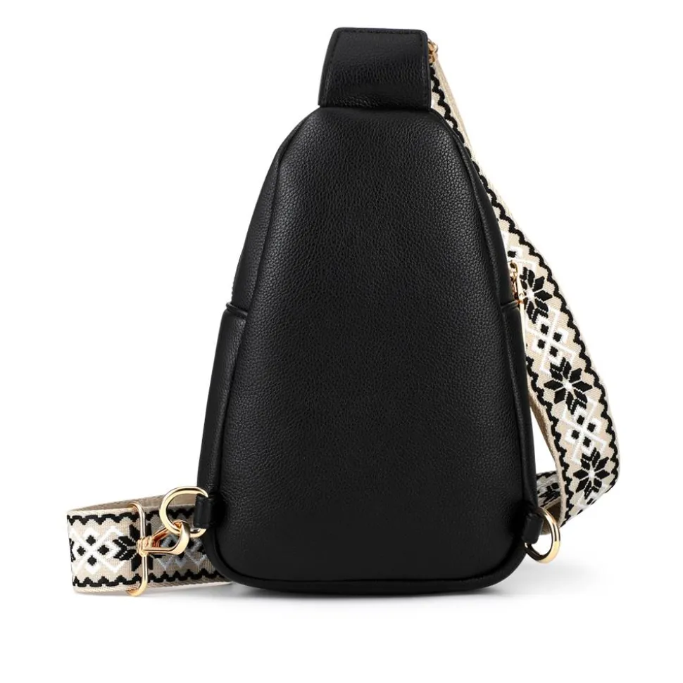 Zip-Up Mini Sling Bag - Black