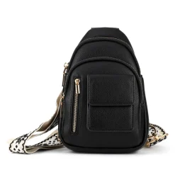 Zip-Up Mini Sling Bag - Black