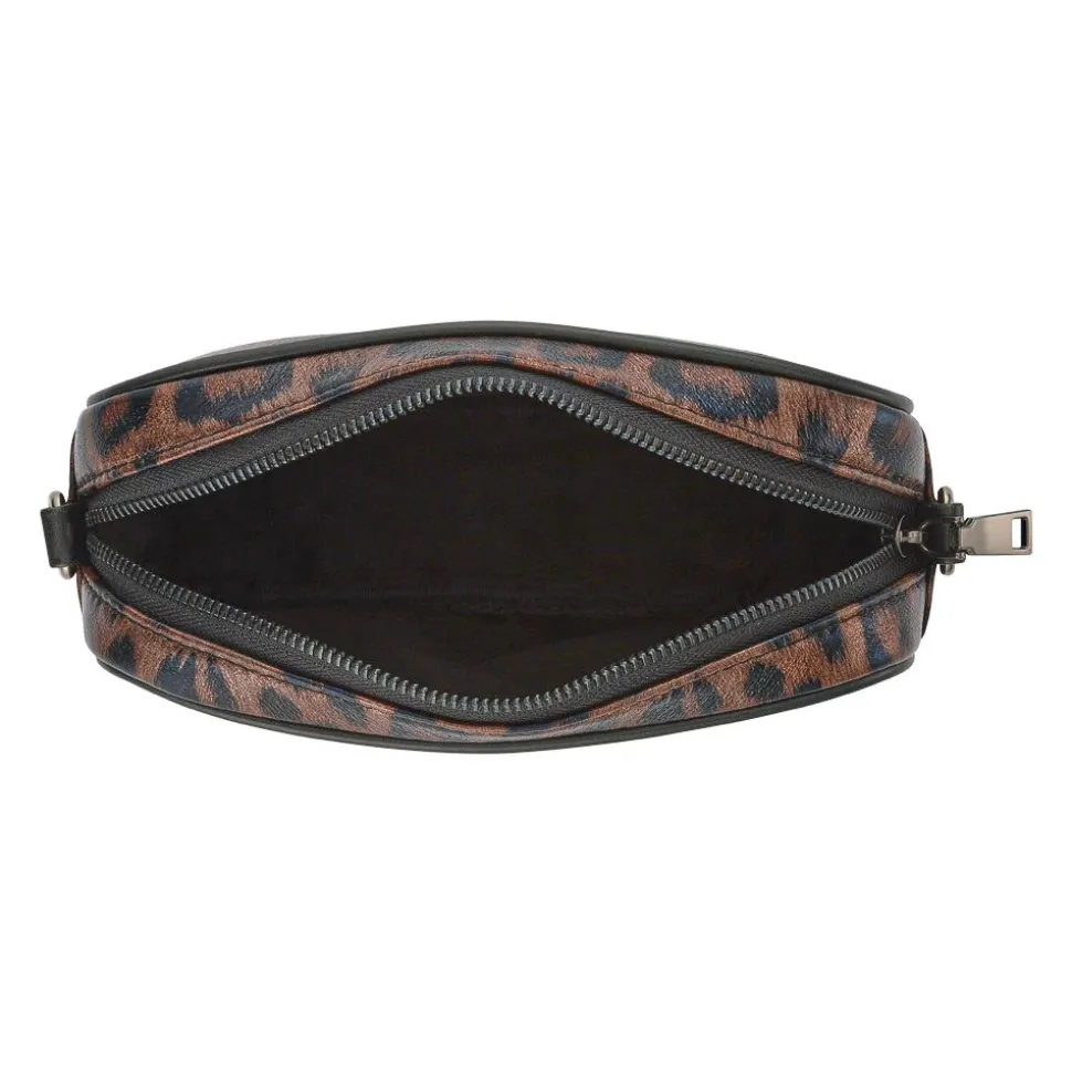 Zip Up Shoulder Bag - Brown Leopard