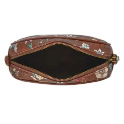 Zip Up Shoulder Bag - Burgundy Floral