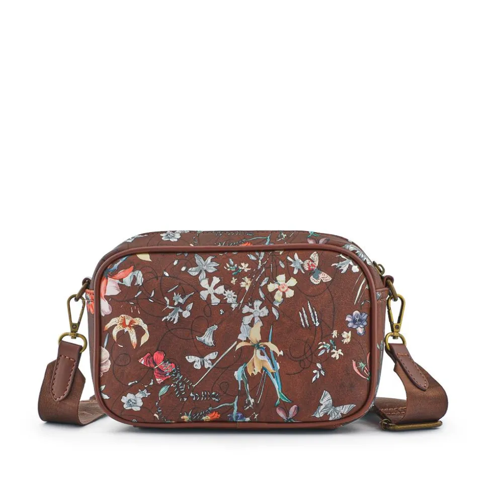 Zip Up Shoulder Bag - Burgundy Floral