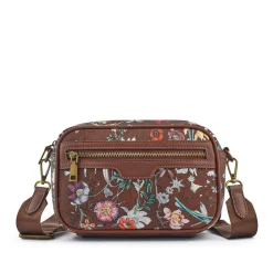 Zip Up Shoulder Bag - Burgundy Floral