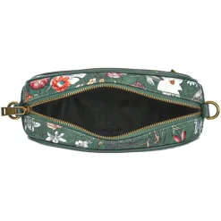 Zip Up Shoulder Bag - Green Floral