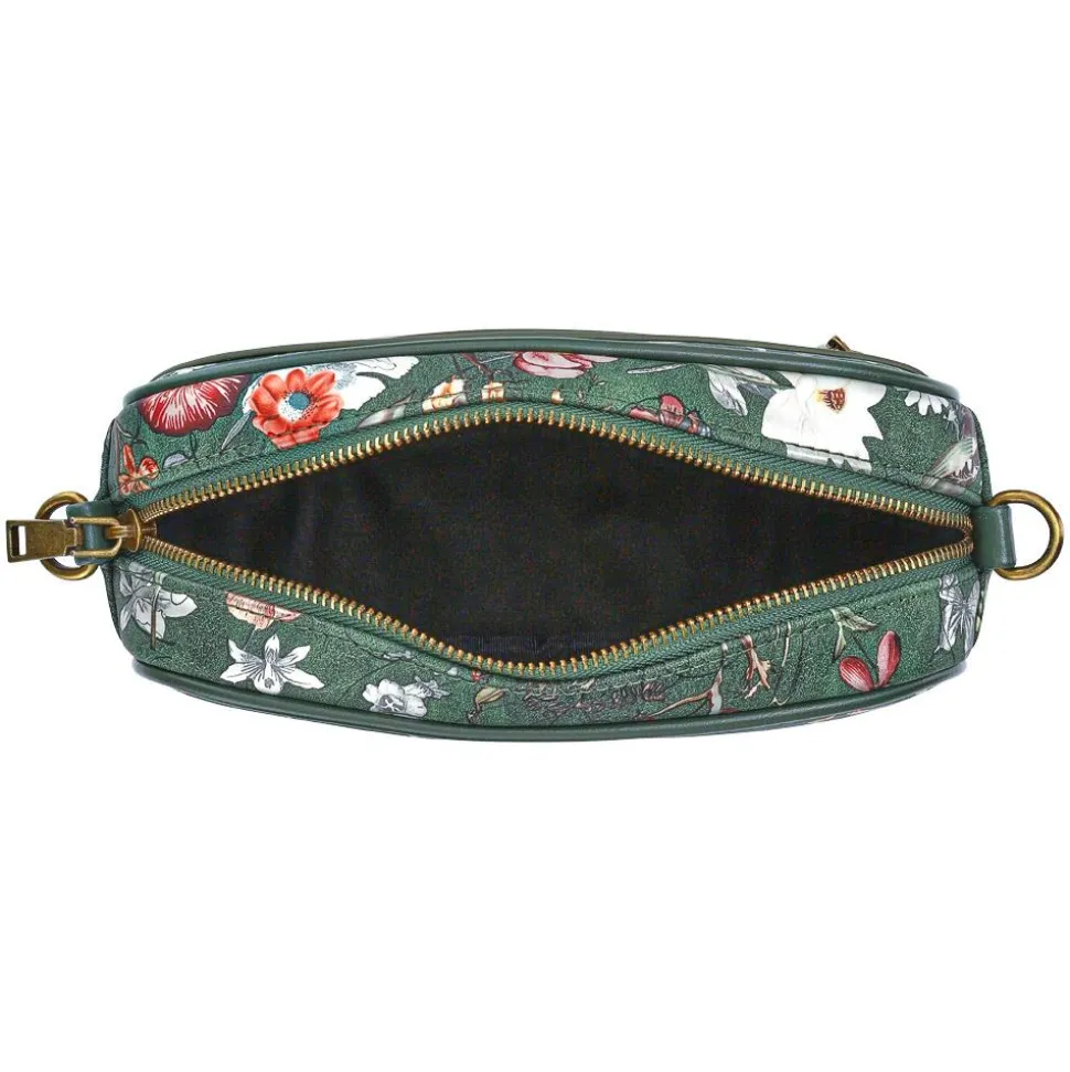 Zip Up Shoulder Bag - Green Floral