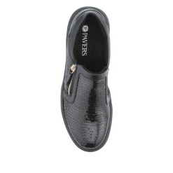 Zip-Up Slip-On Shoes - Black Sparkle