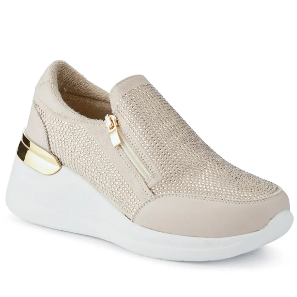 Zip-Up Trainers - Beige