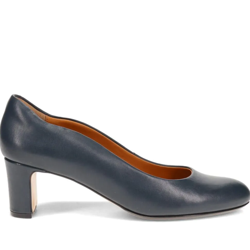 Zoey Leather Court Shoes - Navy Leather
