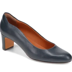 Zoey Leather Court Shoes - Navy Leather