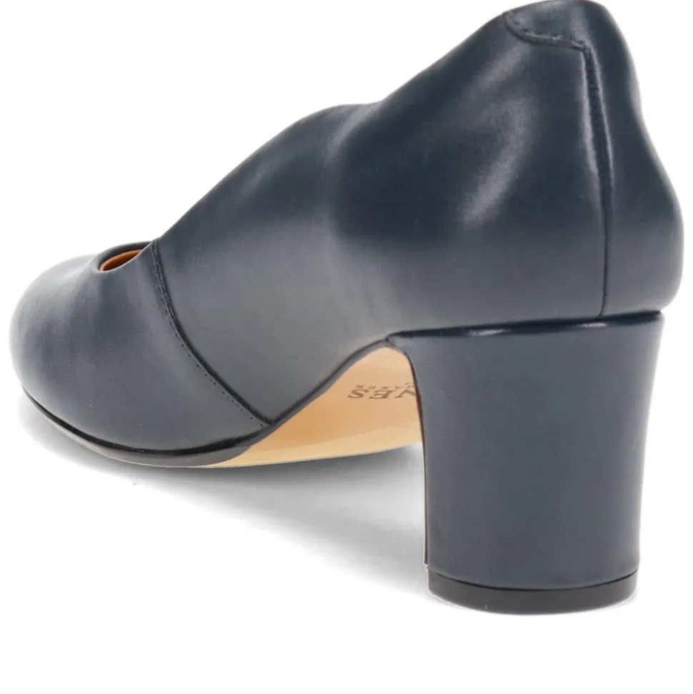 Zoey Leather Court Shoes - Navy Leather